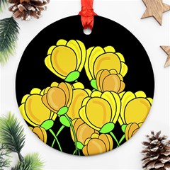 Yellow Tulips Round Ornament (two Sides) 