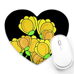 Yellow Tulips Heart Mousepads