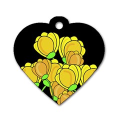 Yellow Tulips Dog Tag Heart (one Side)