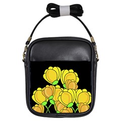 Yellow Tulips Girls Sling Bags by Valentinaart