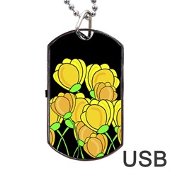 Yellow Tulips Dog Tag Usb Flash (two Sides) 