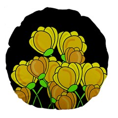 Yellow Tulips Large 18  Premium Flano Round Cushions