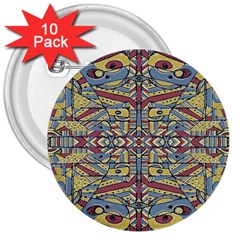 Multicolor Abstract 3  Buttons (10 Pack) 