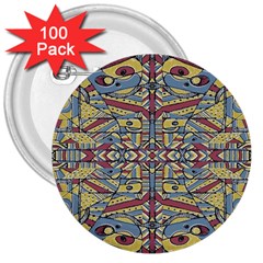 Multicolor Abstract 3  Buttons (100 Pack) 