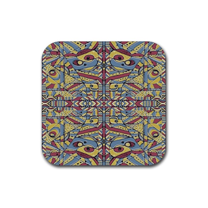 Multicolor Abstract Rubber Coaster (Square) 