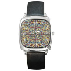 Multicolor Abstract Square Metal Watch