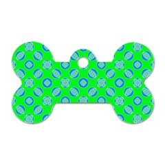 Mod Blue Circles On Bright Green Dog Tag Bone (two Sides)