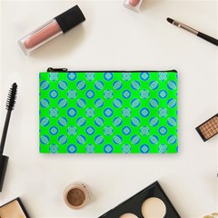 Mod Blue Circles On Bright Green Cosmetic Bag (small) 