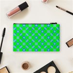 Mod Blue Circles On Bright Green Cosmetic Bag (Small)  Back