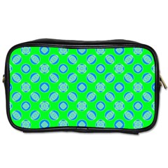 Mod Blue Circles On Bright Green Toiletries Bags