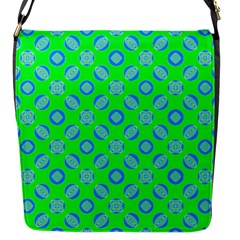 Mod Blue Circles On Bright Green Flap Messenger Bag (s)