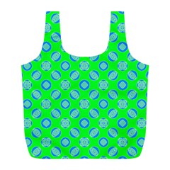 Mod Blue Circles On Bright Green Full Print Recycle Bags (l) 