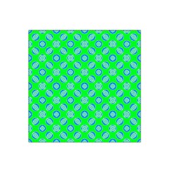 Mod Blue Circles On Bright Green Satin Bandana Scarf