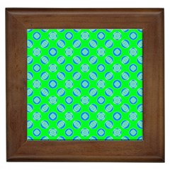 Mod Blue Circles On Bright Green Framed Tiles