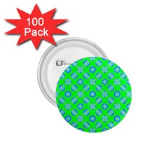 Mod Blue Circles On Bright Green 1 75  Buttons (100 Pack) 