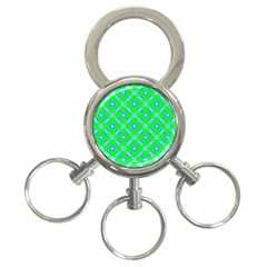 Mod Blue Circles On Bright Green 3-ring Key Chains