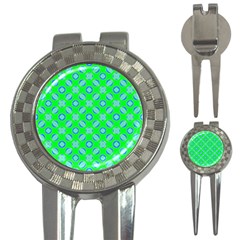 Mod Blue Circles On Bright Green 3-in-1 Golf Divots by BrightVibesDesign