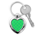 Mod Blue Circles On Bright Green Key Chains (Heart)  Front