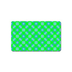 Mod Blue Circles On Bright Green Magnet (name Card)