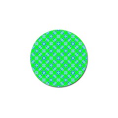 Mod Blue Circles On Bright Green Golf Ball Marker by BrightVibesDesign