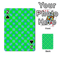 Mod Blue Circles On Bright Green Playing Cards 54 Designs  by BrightVibesDesign