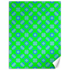 Mod Blue Circles On Bright Green Canvas 18  X 24   by BrightVibesDesign