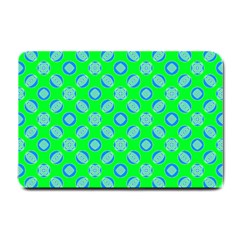 Mod Blue Circles On Bright Green Small Doormat 