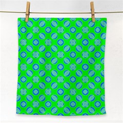 Mod Blue Circles On Bright Green Face Towel