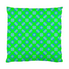 Mod Blue Circles On Bright Green Standard Cushion Case (one Side)