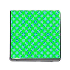 Mod Blue Circles On Bright Green Memory Card Reader (square)