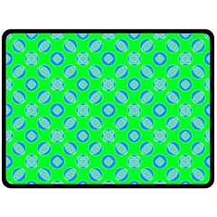 Mod Blue Circles On Bright Green Fleece Blanket (large)  by BrightVibesDesign