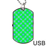 Mod Blue Circles On Bright Green Dog Tag USB Flash (Two Sides)  Front