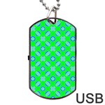 Mod Blue Circles On Bright Green Dog Tag USB Flash (Two Sides)  Back