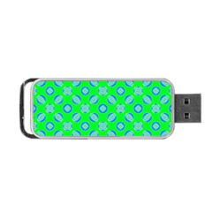 Mod Blue Circles On Bright Green Portable Usb Flash (one Side) by BrightVibesDesign