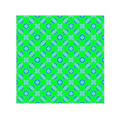 Mod Blue Circles On Bright Green Small Satin Scarf (square) 