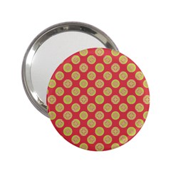 Mod Yellow Circles On Orange 2 25  Handbag Mirrors by BrightVibesDesign