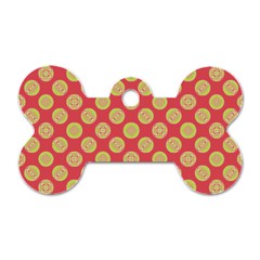 Mod Yellow Circles On Orange Dog Tag Bone (Two Sides)