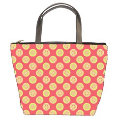 Mod Yellow Circles On Orange Bucket Bags