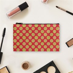 Mod Yellow Circles On Orange Cosmetic Bag (small) 