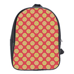 Mod Yellow Circles On Orange School Bags(Large) 