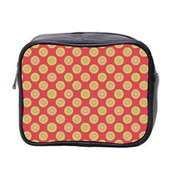 Mod Yellow Circles On Orange Mini Toiletries Bag 2-Side