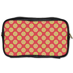 Mod Yellow Circles On Orange Toiletries Bags