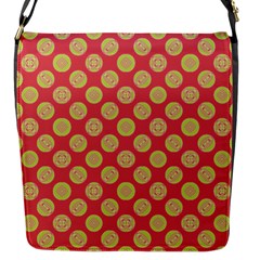 Mod Yellow Circles On Orange Flap Messenger Bag (S)