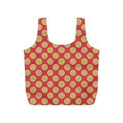 Mod Yellow Circles On Orange Full Print Recycle Bags (S) 