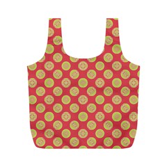 Mod Yellow Circles On Orange Full Print Recycle Bags (M) 