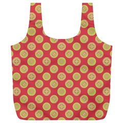 Mod Yellow Circles On Orange Full Print Recycle Bags (L) 