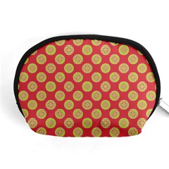 Mod Yellow Circles On Orange Accessory Pouches (Medium) 