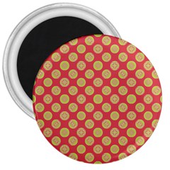 Mod Yellow Circles On Orange 3  Magnets