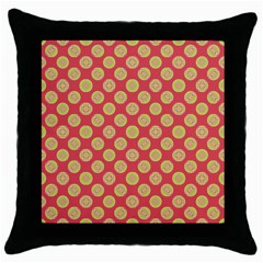 Mod Yellow Circles On Orange Throw Pillow Case (Black)