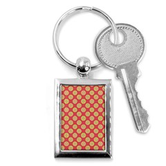 Mod Yellow Circles On Orange Key Chains (Rectangle) 